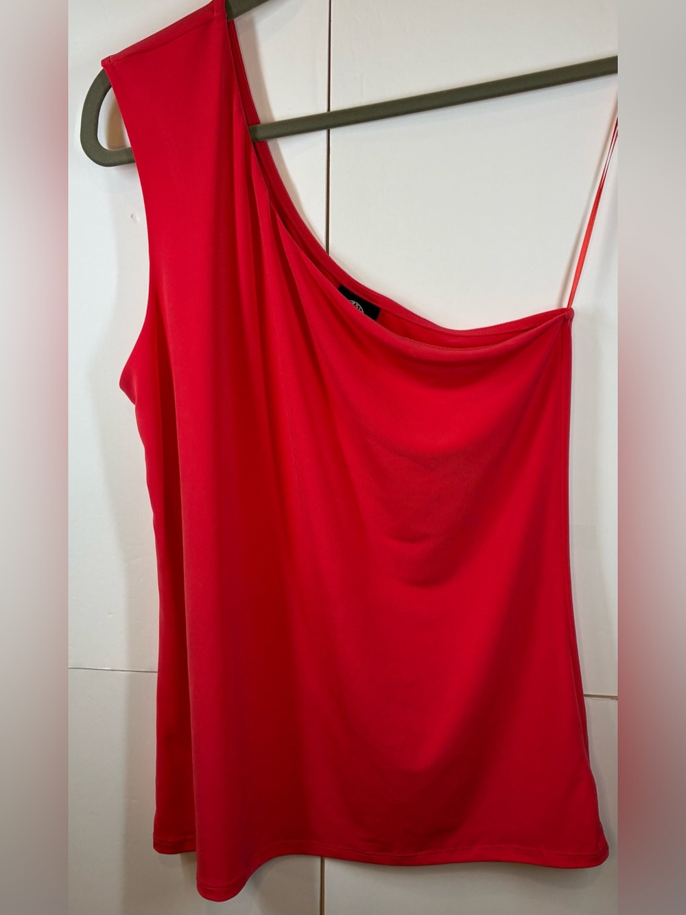 Bobeau One Shoulder Top Coral Stretch Knit NWT Size Large